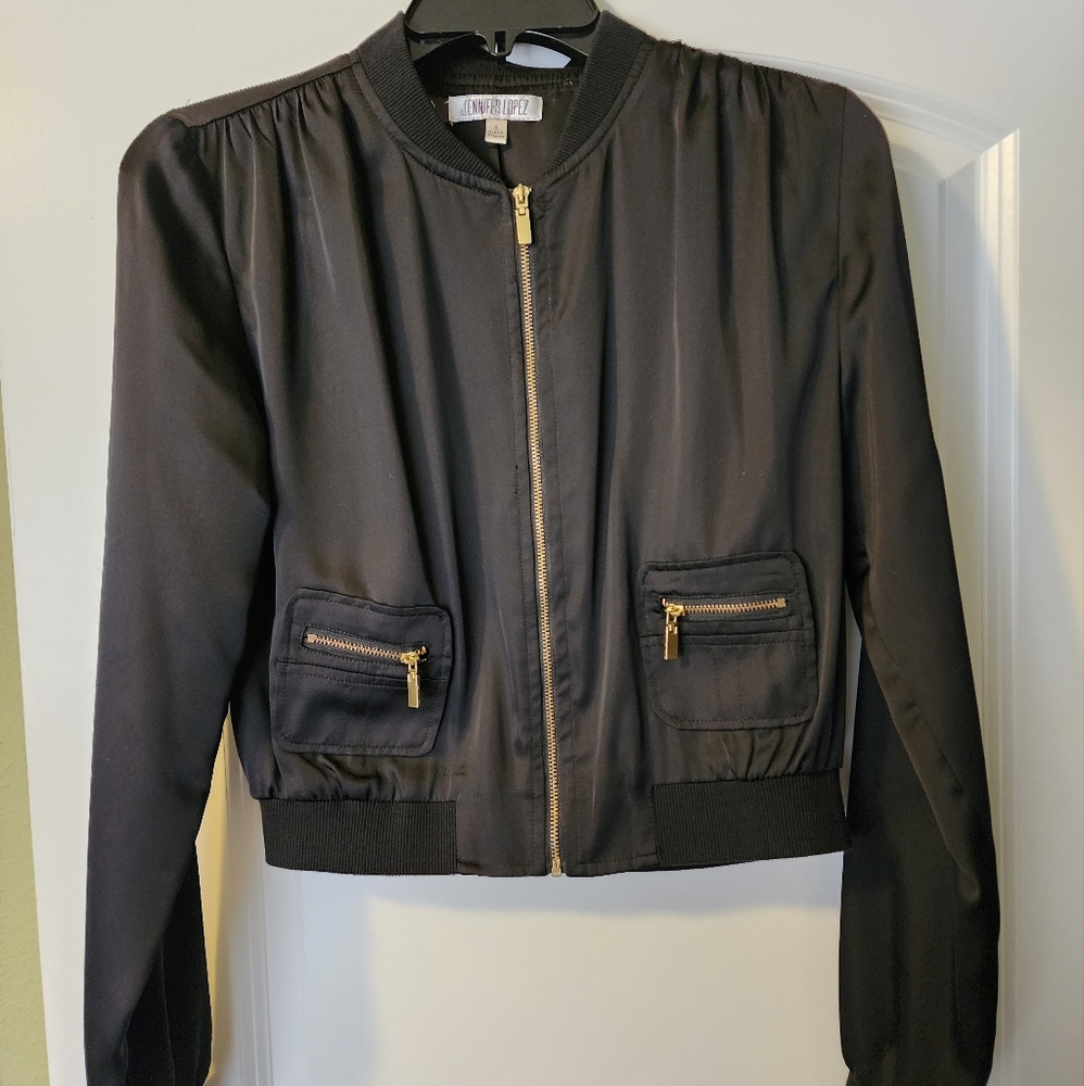 Black faux silk jacket